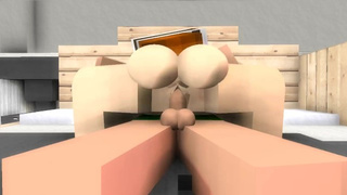 Возбужденная и грудастенькая малышка Minecraft 3D скачет верхом на большом хуе