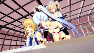 Групповой секс с девушками футанари из компьютерной игры Genshin Impact