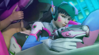 Анимированнное порно, где D.Va жарят в пизденку, а Widowmaker чпокают в ротик