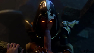 Demon hunter из игры WoW отсасывает член Sombra из Овервотч