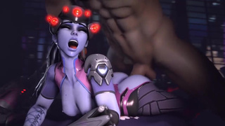 Огромный пенис вторгся в узкую пизду Widowmaker из ОверВотч