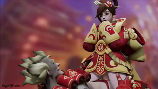 Милашка Mei в кимоно скачет на конце Junkrat  - 3д порно