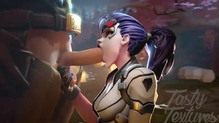 Хуесоска Widowmaker старается заглотить большой хуек