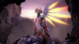 Ангел Mercy скачет на пенисе солдата 76 - Ellowas