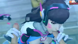 Порно мультик, где D.Va облизывает своим друзьям с финалом