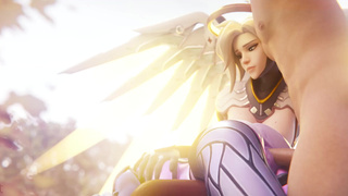 Mercy смотрит как шпилят ее подругу Widowmaker (Overwatch)